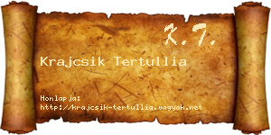 Krajcsik Tertullia névjegykártya